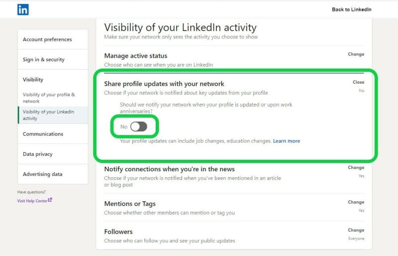 How to Update LinkedIn Profile Without Notifying Contacts | Engage AI