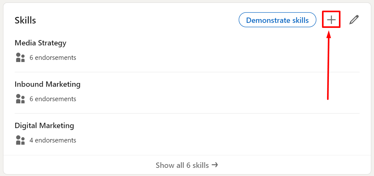 add skills on linkedin