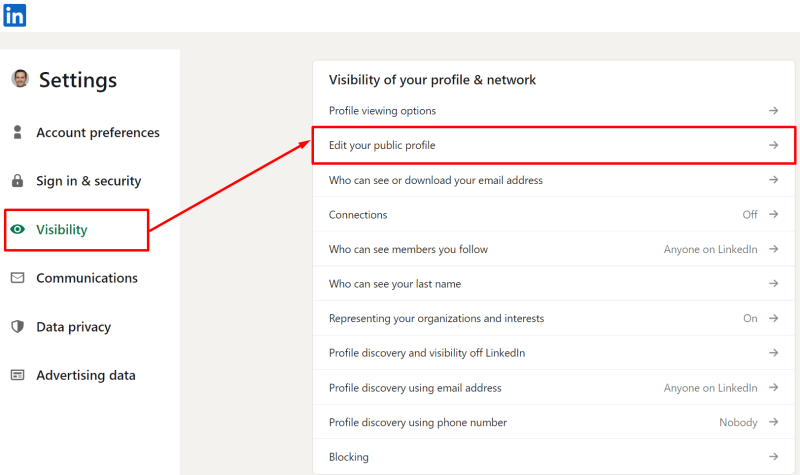 edit public profile on linkedin