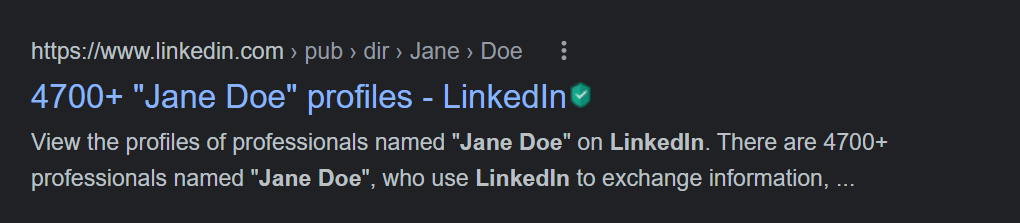 google search for linkedin profile