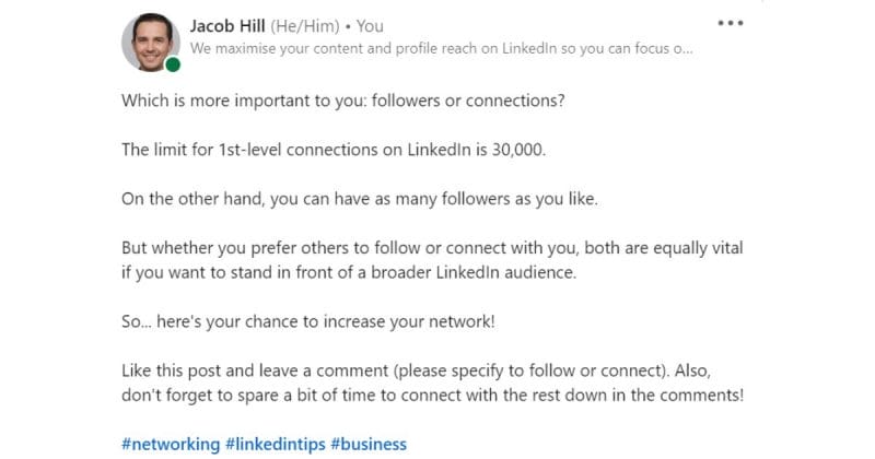 lack of linkedin content