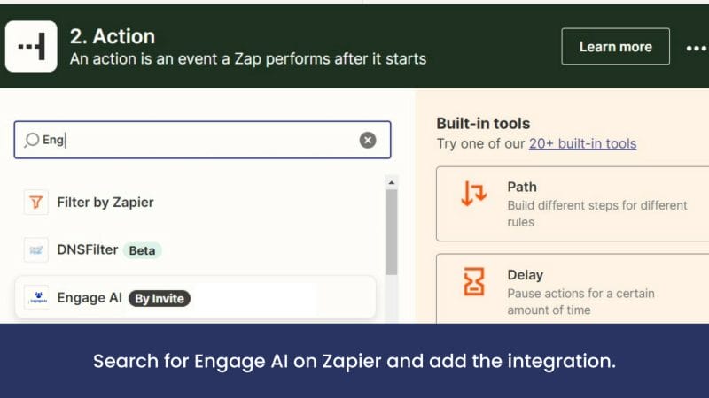 Locating Engage AI in Zapier