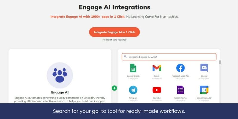 integrately search for go to tool for ready made workflow