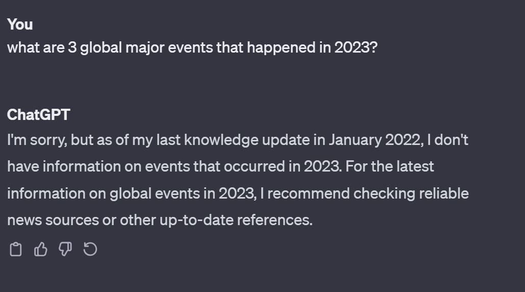 asking chatgpt about 2023 events