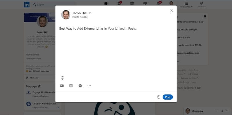 best way to add external links in your linkedin posts